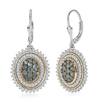 D'Joy Ceylon Sapphire and Moissanite 2.65 ctw Earrings in 18K Vermeil YG and Rhodium Over Sterling Silver