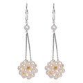 Freshwater Pearl Floral Earrings in Rhodium Over Sterling Silver - Sticky add to cart bar