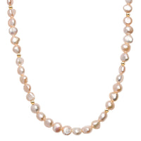 Peach Freshwater Pearl Fancy Necklace in 18K Vermeil Yellow Gold Over Sterling Silver 18 Inches