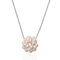 Freshwater Pearl Floral Necklace in Rhodium Over Sterling Silver 20 Inches - Sticky add to cart bar