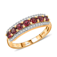 14K Yellow Gold AAA Kuh-i-Lal Red Spinel, White Zircon Ring (Size 10.0) 1.20 ctw
