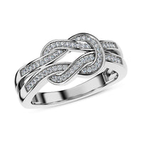 D'Joy White Diamond Fancy Ring in Rhodium Over Sterling Silver (Size 10.0) 0.25 ctw