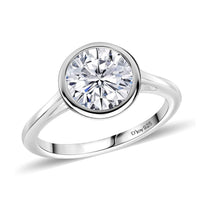 Simulated Diamond Solitaire Ring in Platinum Over Sterling Silver (Size 5.0) 2.80 ctw