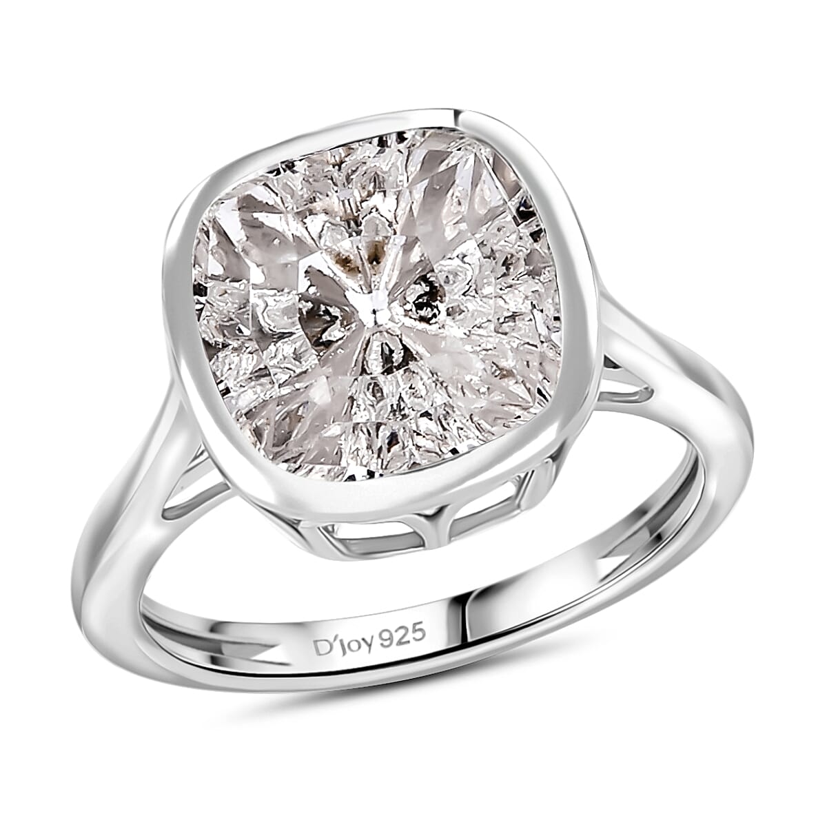 J Francis Embellished with Crystal by Swarovski Ring in Platinum Over Sterling Silver (Size 6.0)