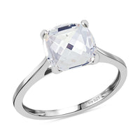 J Francis Embellished with Crystal by Swarovski Solitaire Ring in Sterling Silver