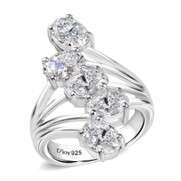 J Francis Embellished with Zirconia by Swarovski Ring in Platinum Over Sterling Silver (Size 5.5) 3.75 ctw