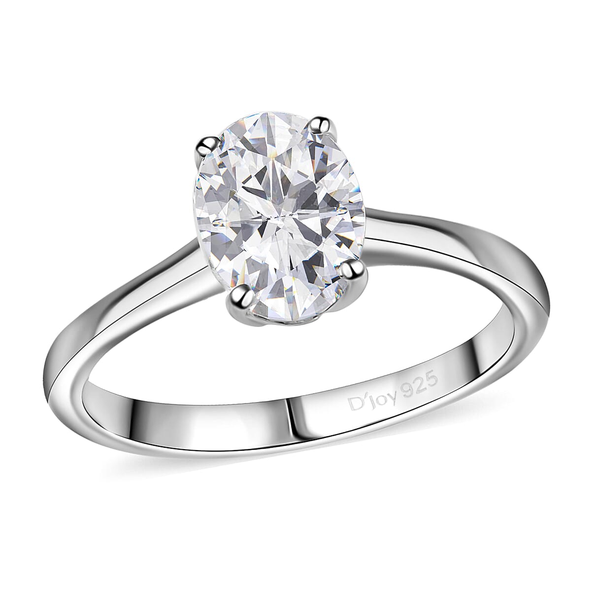 Simulated Diamond Solitaire Ring in Platinum Over Sterling Silver (Size 5.0) 1.70 ctw