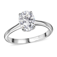 Simulated Diamond Solitaire Ring in Platinum Over Sterling Silver (Size 5.0) 1.70 ctw
