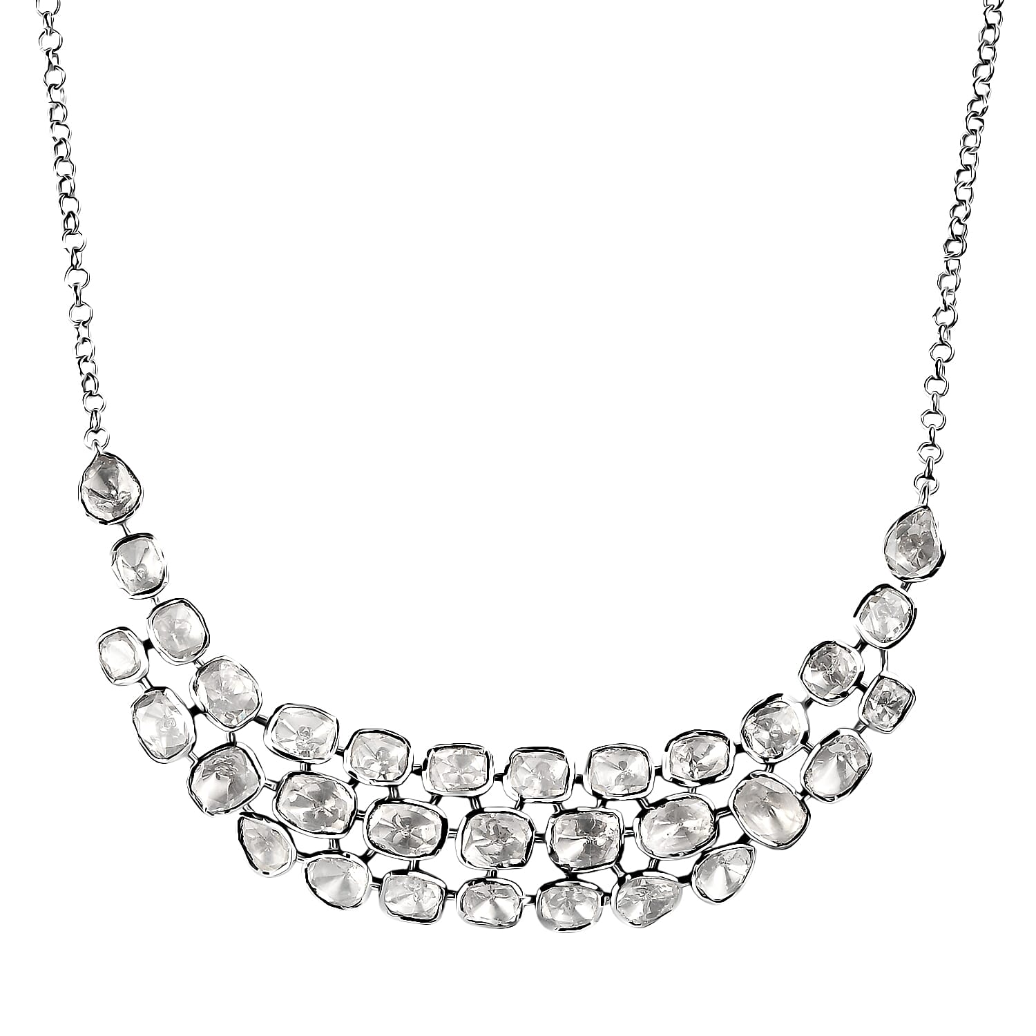D'Joy Polki Moissanite 8.00 ctw Necklace 18 Inches in Rhodium Over Sterling Silver