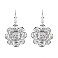 D'Joy Polki Moissanite 4.35 ctw Lever Back Earrings in Rhodium Over Sterling Silver