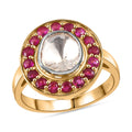 D'Joy Polki Moissanite, Niassa Ruby (FF) Ring in 18K Vermeil YG Over Sterling Silver (Size 10.0) 1.70 ctw - Sticky add to cart bar