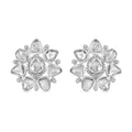 D'Joy Polki Moissanite 3.85 ctw Stud Earrings in Rhodium Over Sterling Silver - Sticky add to cart bar