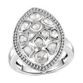 D'Joy Polki Moissanite 3.00 ctw Ring in Rhodium Over Sterling Silver - Sticky add to cart bar