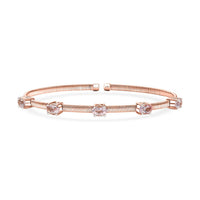 Luxoro AAA Pink Morganite 2.25 ctw Adjustable Bangle Bracelet in 10K Rose Gold 4.22 Grams