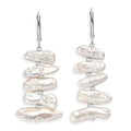 White Freshwater Pearl Fancy Earrings in Rhodium Over Sterling Silver - Sticky add to cart bar