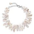White Keshi Pearl Bracelet in Rhodium Over Sterling Silver (7.25 In) - Sticky add to cart bar