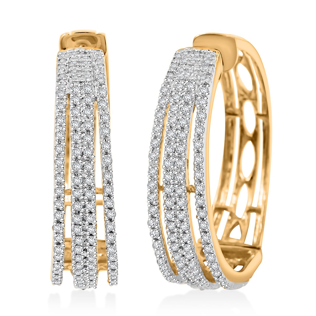 Diamond G-H I3 1.00 ctw Earrings in 14K Yellow Gold Sterling Silver