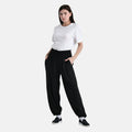 Black Knit Wear Smocked Waist Pant with Elastic Ankles - One Size Fits Most - Sticky add to cart bar