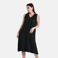 Black Polyester Sleeveless Midi Lounge Dress - One Size Fits Most - Sticky add to cart bar