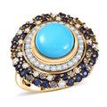 D'Joy Premium Sleeping Beauty Turquoise and Multi Gemstone 5.70 ctw Ring in 18K Vermeil Yellow Gold Over Sterling Silver (Size 10.0) - Sticky add to cart bar