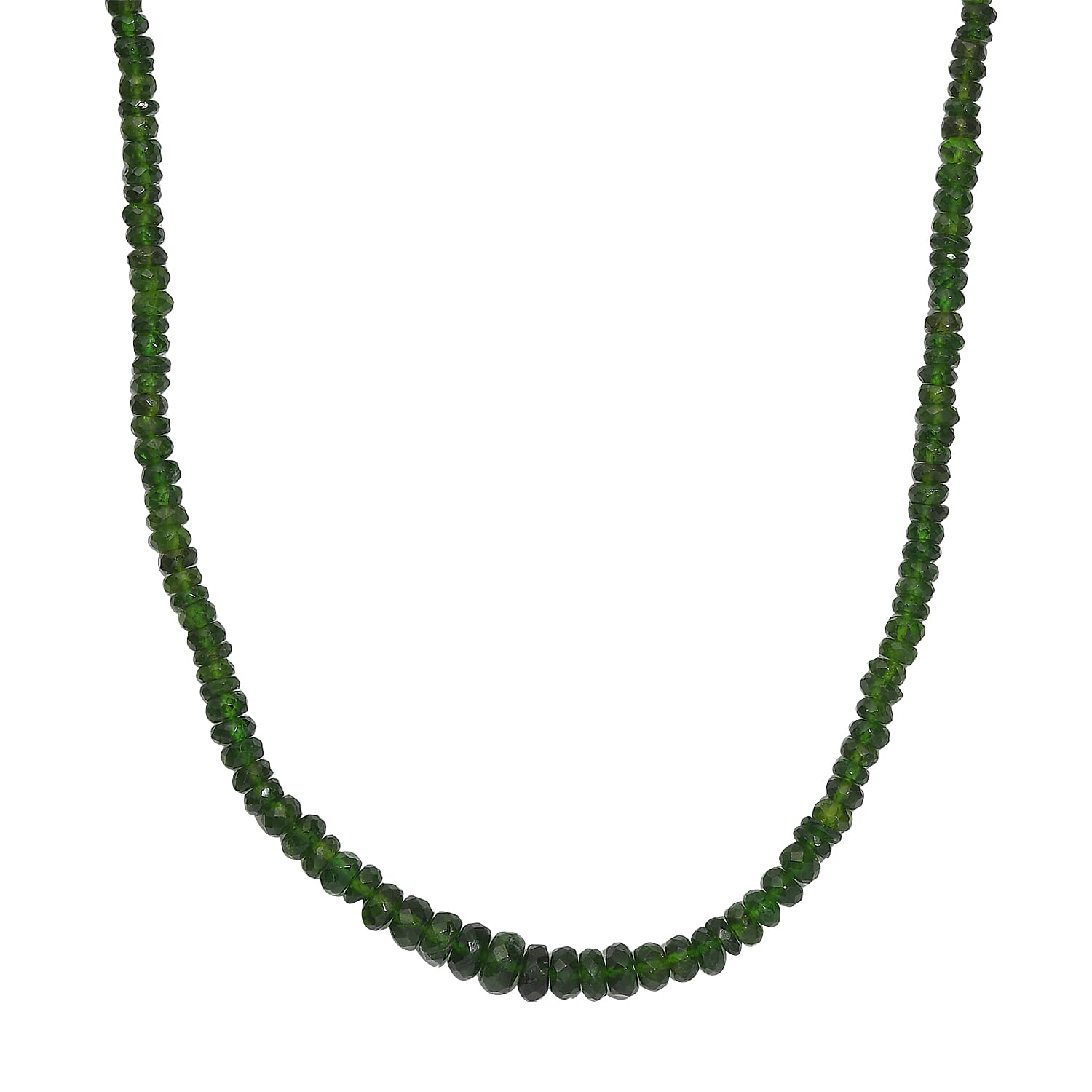 Premium Chrome Diopside 80.00 ctw Beaded Necklace in Rhodium Over Sterling Silver 18-20 Inches