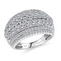 Luxuriant Lab Grown Diamond G-H SI 2.00 ctw Five Row Cocktail Ring in Rhodium Over Sterling Silver (Size 10.0) - Sticky add to cart bar