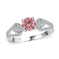 Luxuriant Lab Grown Pink and White Diamond E-F VS 1.00 ctw Ring in Rhodium Over Sterling Silver