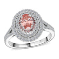 Luxuriant Lab Grown Pink Diamond (IR) (VS) and Lab Grown Diamond VS 1.00 ctw Rose Radiance Ring in Rhodium Over Sterling Silver - Sticky add to cart bar