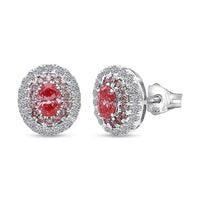 Luxuriant Lab Grown Pink Diamond (IR) (VS) and Lab Grown Diamond 1.00 ctw Rose Radiance Earrings in Rhodium Over Sterling Silver
