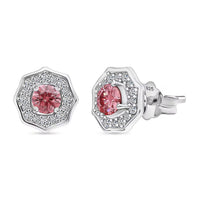 Luxuriant Lab Grown Pink Diamond (IR) (VS) and Lab Grown Diamond 0.70 ctw Art Deco Earrings in Rhodium Over Sterling Silver