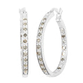 Diamond 0.25 ctw Hoop Earrings in Rhodium Over Sterling Silver - Sticky add to cart bar