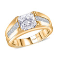 D'Joy Radiant Cut Moissanite (Oct 8x8mm) Men's Ring in 18K Vermeil YG Over Sterling Silver (Size 10.0) 3.75 ctw - Sticky add to cart bar