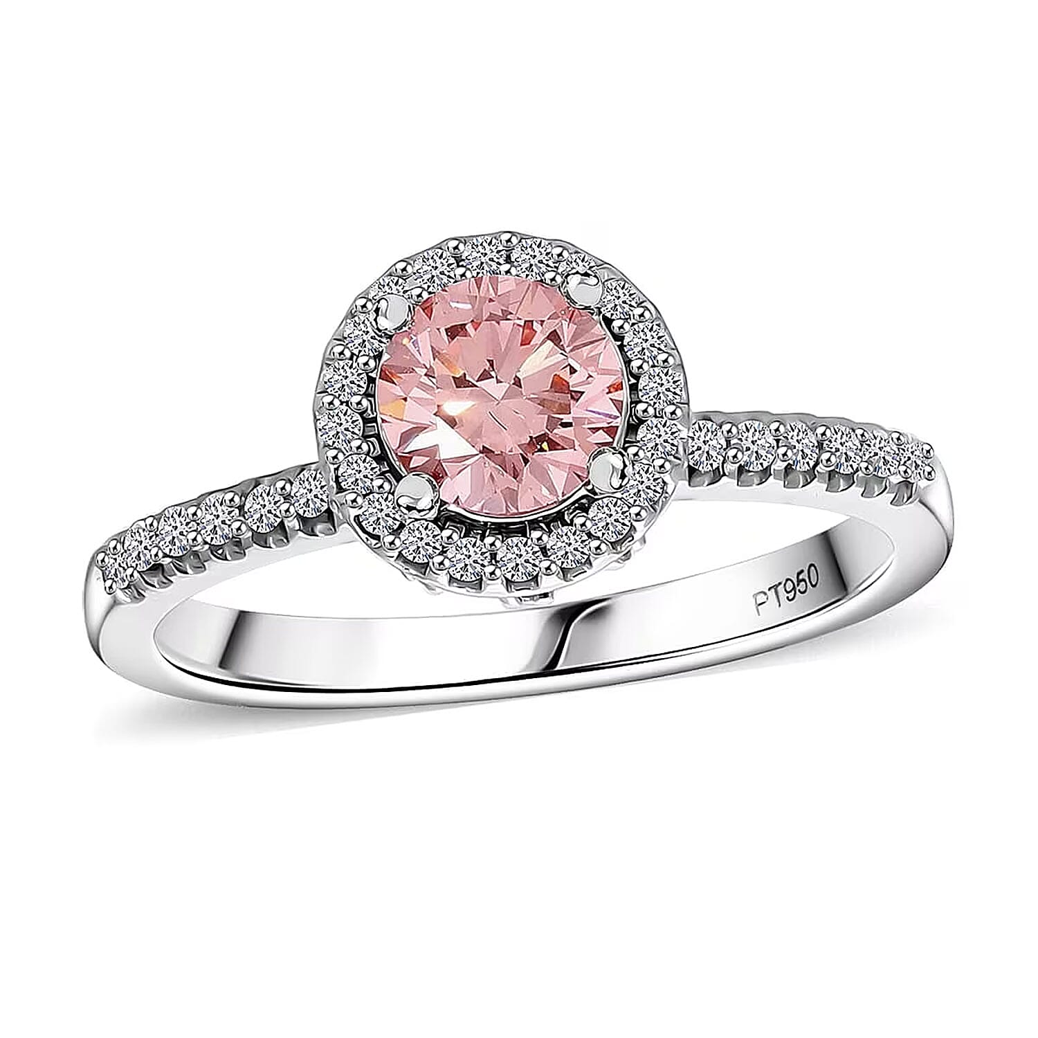 Luxuriant Lab Grown Pink Diamond (IR) (VS) and Lab Grown Diamond 1.00 ctw Regal Bloom Ring in 950 Platinum