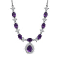 D'Joy Premium Moroccan Amethyst and White Zircon 8.00 ctw Regal Bloom Necklace in Rhodium Over Sterling Silver 18 Inches - Sticky add to cart bar
