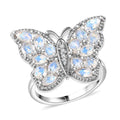 Karis Moon Glow Moonstone and White Zircon 2.70 ctw Butterfly Ring in Platinum Bond (Size 10.0) - Sticky add to cart bar