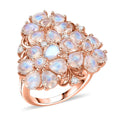 Karis Moon Glow Moonstone and White Zircon 6.30 ctw Floral Ring 18K RG Plated (Size 10.0) - Sticky add to cart bar
