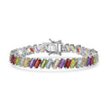 D'Joy Multi Gemstone Bracelet in Rhodium Over Sterling Silver (6.50 In) 17.40 ctw - Sticky add to cart bar