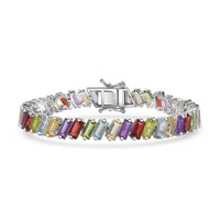 D'Joy Multi Gemstone Bracelet in Rhodium Over Sterling Silver (6.50 In) 17.40 ctw