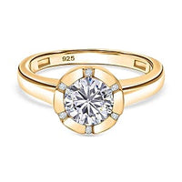 Moissanite 1.27 ctw Ring in 14K YG Over Sterling Silver (Size 10)
