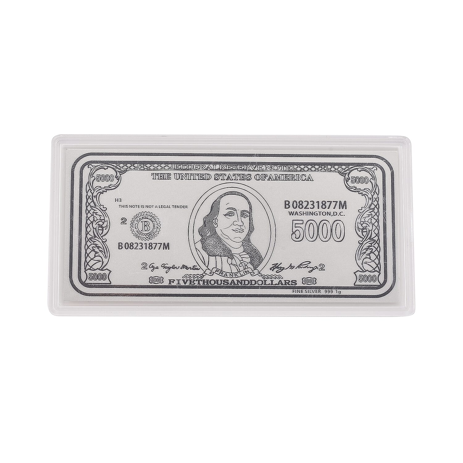 999 Fine Silver Currency Bar 103mmx49mm (1g)