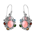Bali Legacy Larimar and Multi Gemstone 8.35 ctw Floral and Butterfly Earrings in Sterling Silver - Sticky add to cart bar