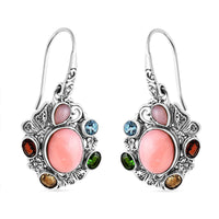Bali Legacy Larimar and Multi Gemstone 8.35 ctw Floral and Butterfly Earrings in Sterling Silver