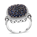Kanchanaburi Blue Sapphire and White Zircon 2.40 ctw Ring in Rhodium Over Sterling Silver (Size 10.0) - Sticky add to cart bar