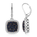 Kanchanaburi Blue Sapphire and White Zircon 2.65 ctw Earrings in Rhodium Over Sterling Silver (Size 8.0) - Sticky add to cart bar