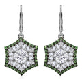 Heart and Arrow Cut Moissanite (Rnd 7mm), Ceylon Sapphire Earrings in Rhodium Over Sterling Silver 5.40 ctw - Sticky add to cart bar