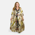 Winlar Cream Floral Long Satin Kaftan - One Size Fits Most - Sticky add to cart bar