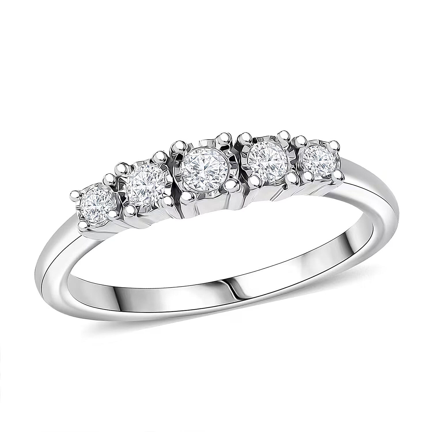 Luxuriant Lab Grown Diamond G-H SI 0.20 ctw Ring in Rhodium Over Sterling Silver