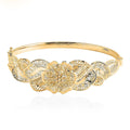 Blooming Flower Bangle Bracelet in 10K Yellow Gold (7.25 In) 8.65 Grams - Sticky add to cart bar