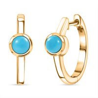 Rachel Galley D'Joy AAA Sleeping Beauty Turquoise Hoop Earrings in Rhodium Over Sterling Silver 0.60 ctw