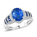 D'Joy Premium Kashmir Kyanite and Multi Gemstone 4.30 ctw Celestial Harmony Ring in Rhodium Over Sterling Silver - Sticky add to cart bar